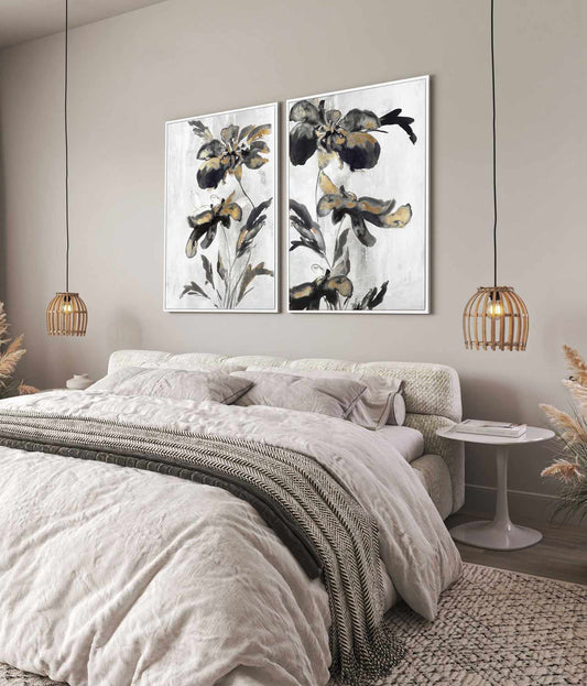 Blue Daphne II Gold | Framed Canvas Art Print