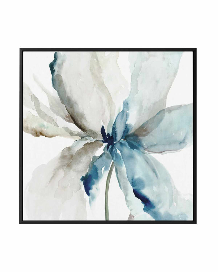 Blue Transparent Flower | Framed Canvas Art Print