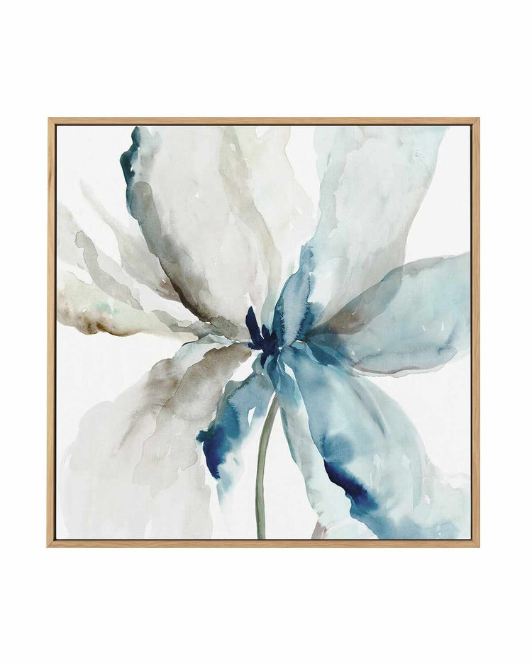 Blue Transparent Flower | Framed Canvas Art Print