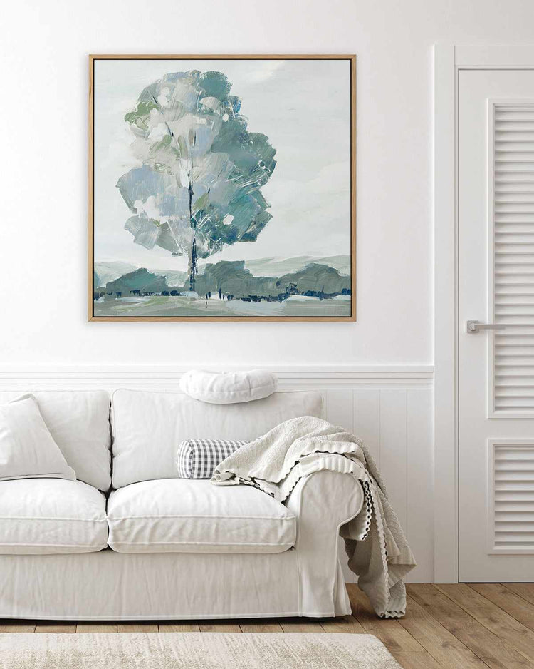 Blue Tree Forest I | Framed Canvas Art Print