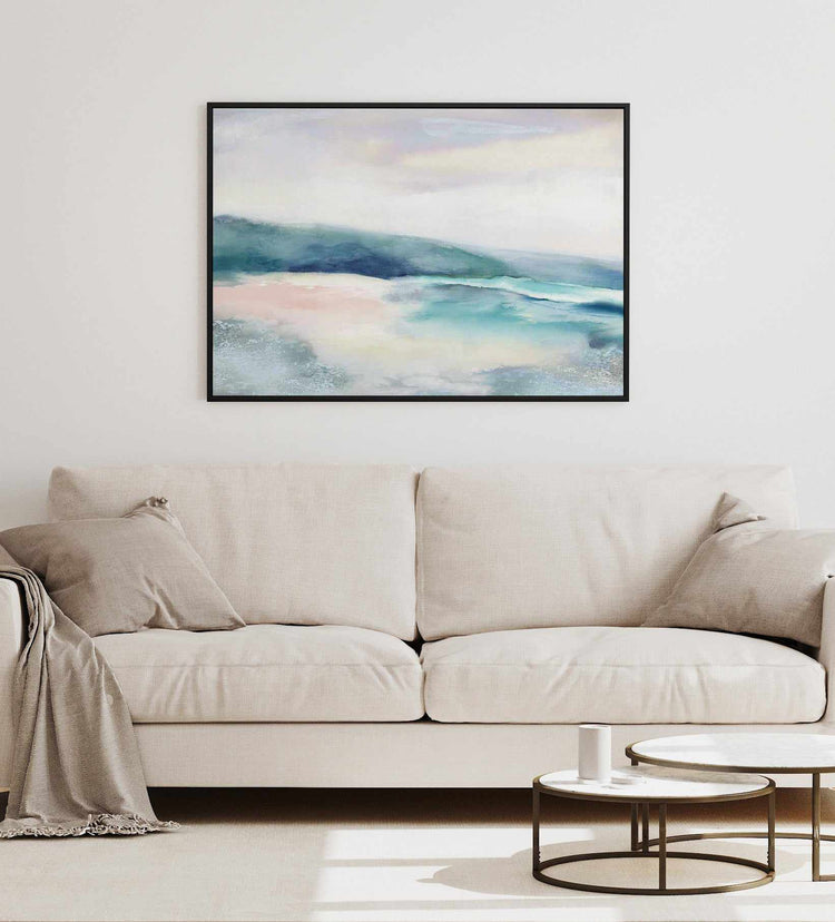Blushing Blue Landscape | Framed Canvas Art Print