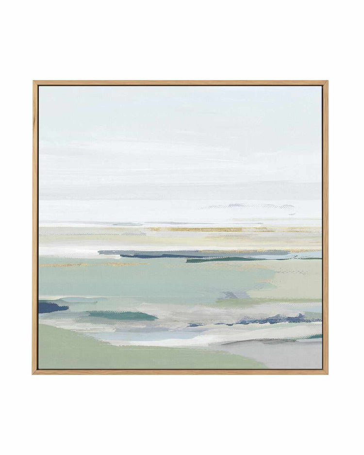 Calm Green Right SQ | Framed Canvas Art Print