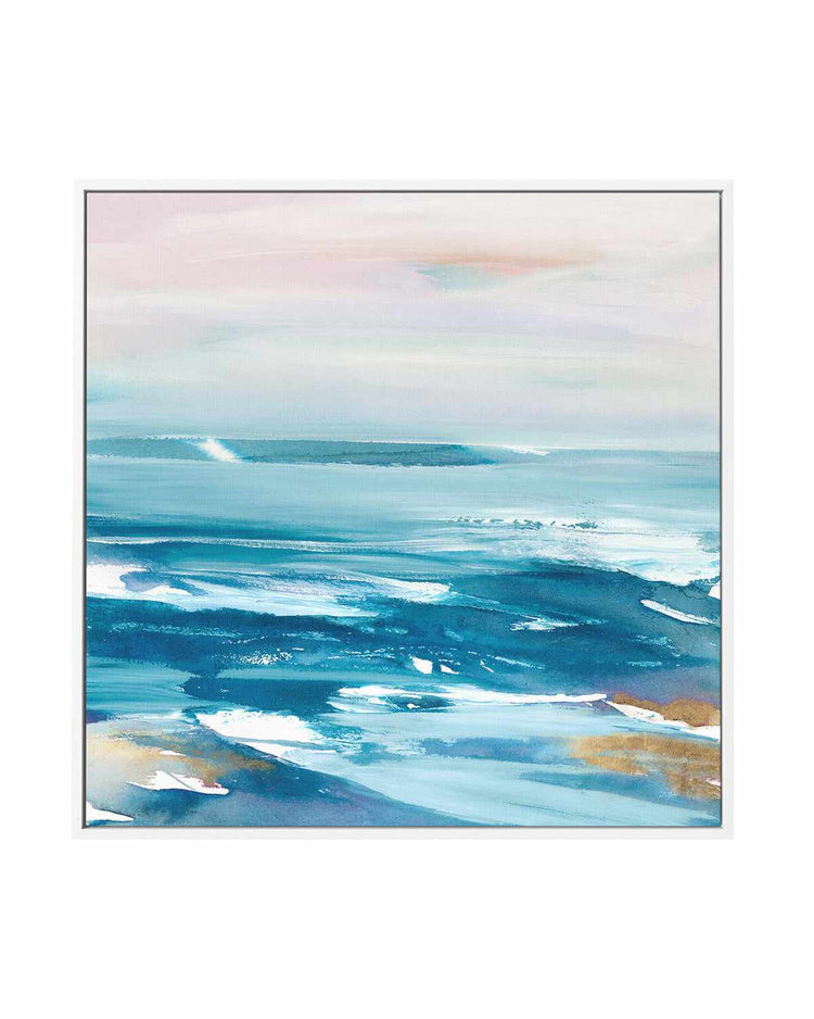 Crashing Blue Waves | Framed Canvas Art Print