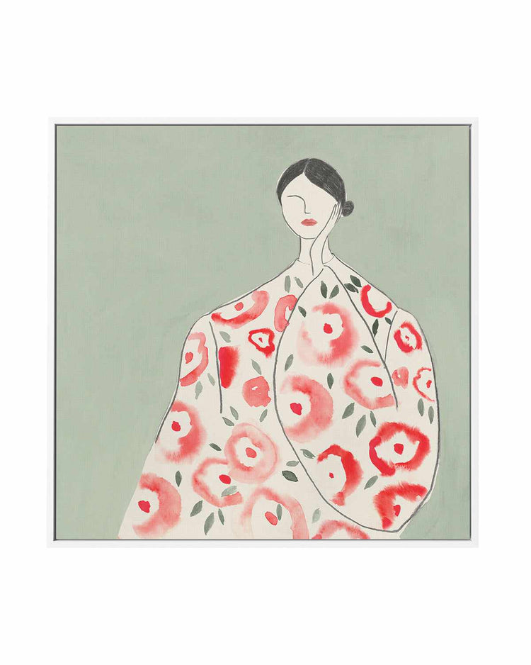 Floral Woman I | Framed Canvas Art Print