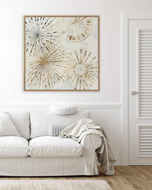 Golden Stars II | Framed Canvas Art Print