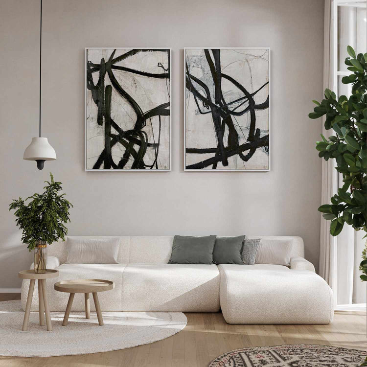 Graphical Lines V by Design Fabrikken | Framed Canvas Art Print