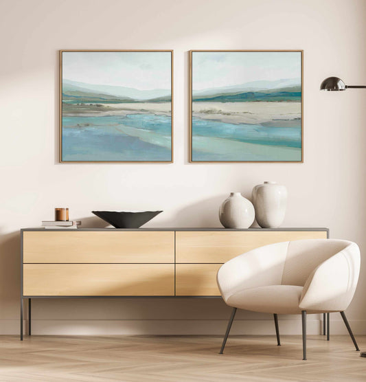 Misty Mornings Left SQ | Framed Canvas Art Print