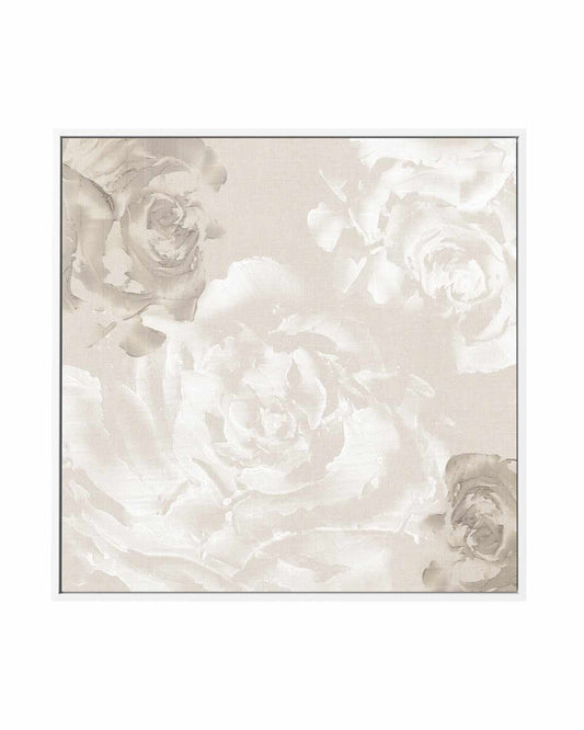 Neutral Florals II | Framed Canvas Art Print