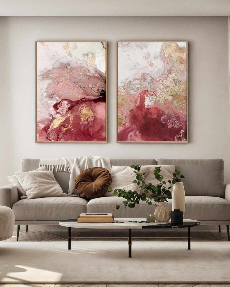 Ocean Splash Crimson I | Framed Canvas Art Print