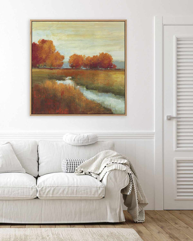 Orange Treescape | Framed Canvas Art Print
