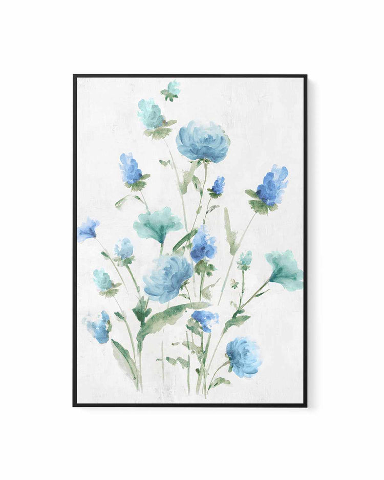 Tinted Blue Petals I | Framed Canvas Art Print