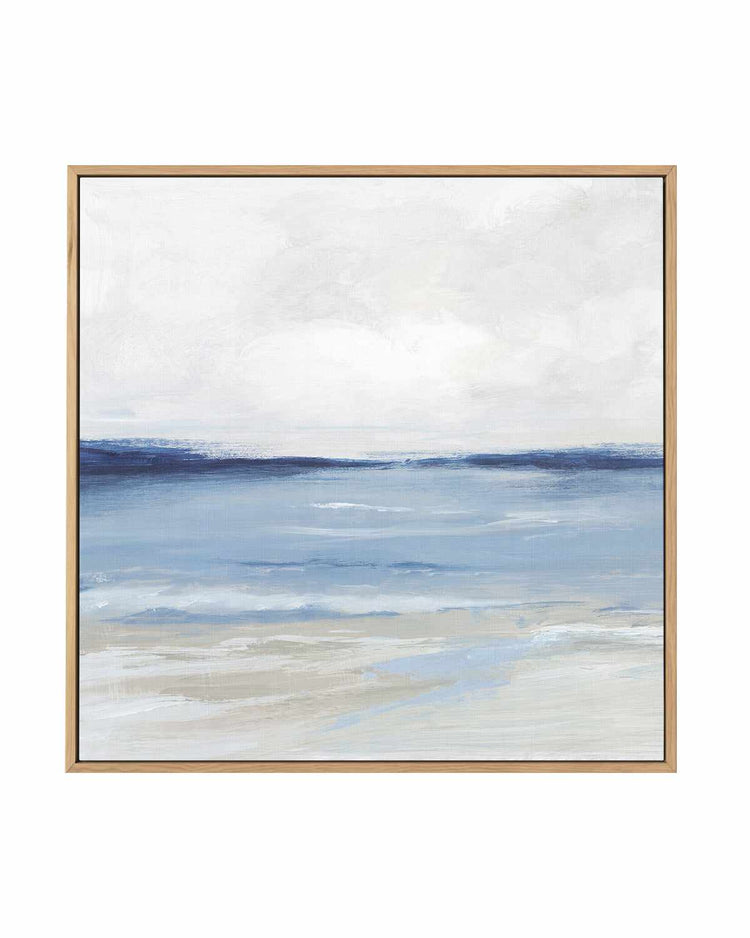 Tranquil Blue Beach Left SQ | Framed Canvas Art Print