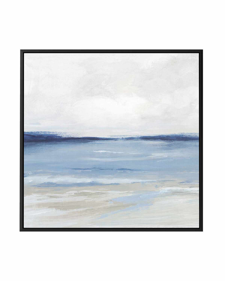 Tranquil Blue Beach Left SQ | Framed Canvas Art Print