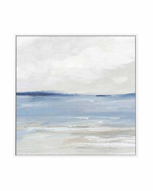 Tranquil Blue Beach Right SQ | Framed Canvas Art Print