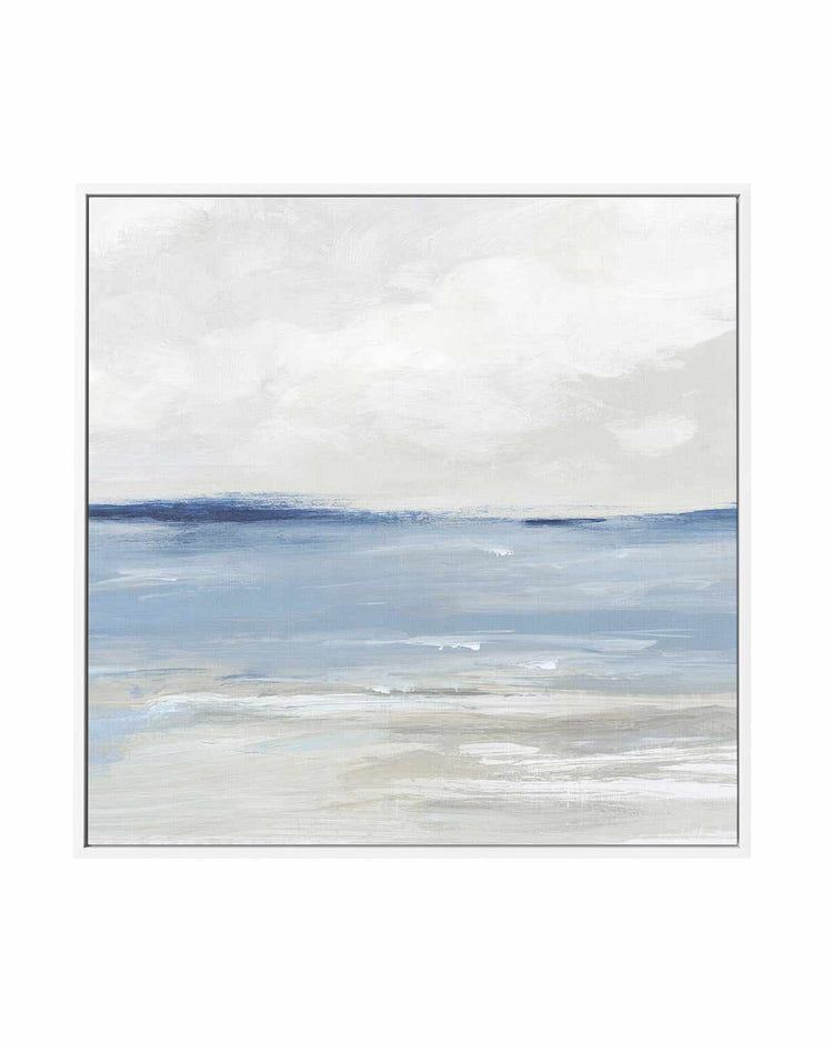 Tranquil Blue Beach Right SQ | Framed Canvas Art Print