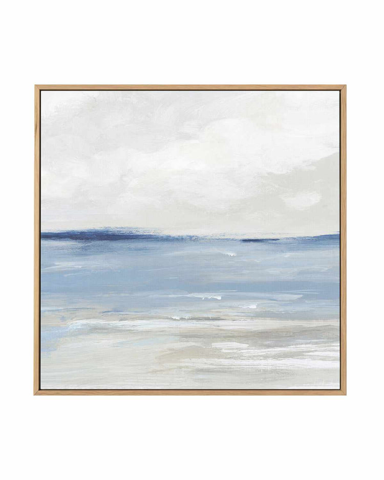 Tranquil Blue Beach Right SQ | Framed Canvas Art Print