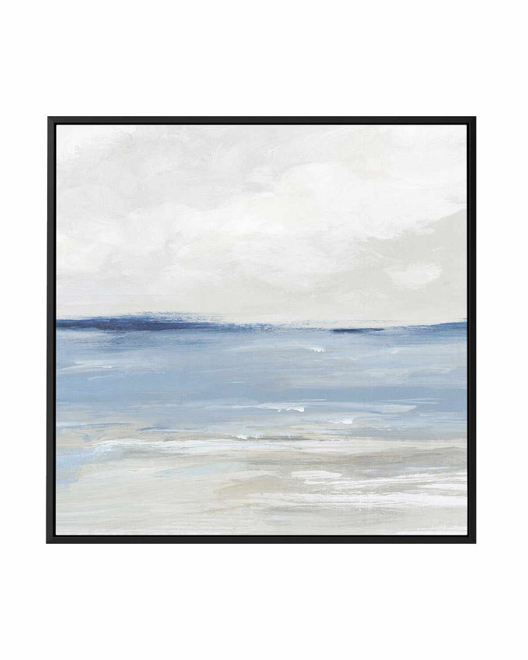Tranquil Blue Beach Right SQ | Framed Canvas Art Print