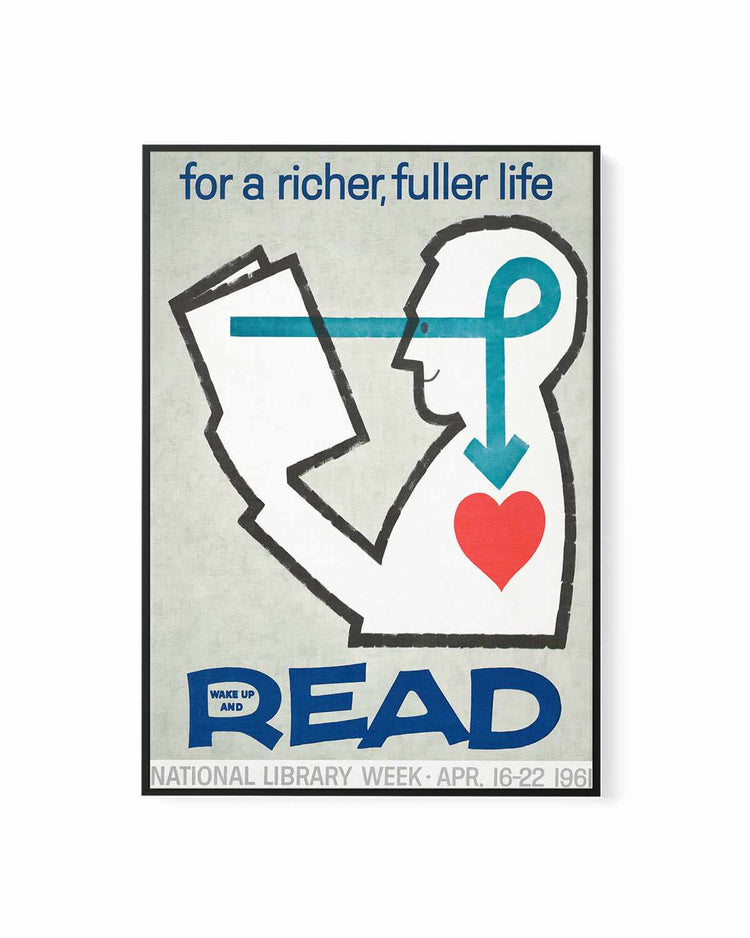 Wake Up & Read Vintage Poster | Framed Canvas Art Print