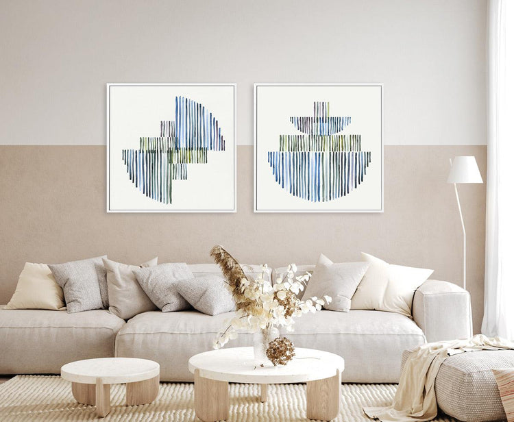 Agua Stripes I SQ Framed Canvas-CANVAS-You can shop wall art online with CANVAS Art Print Co for everything from abstract art to fun kids wall art. Our beautiful modern art prints and canvas art are available from large canvas prints to wall art paintings and our proudly Australian artwork collection offers only the highest quality framed large wall art and canvas art Australia - You can buy fashion photography prints or Hampton print posters and paintings on canvas from CANVAS Art Print Co and have them