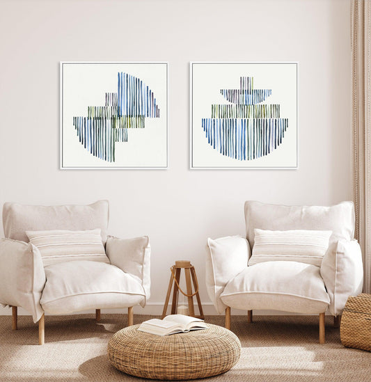 Agua Stripes II SQ Framed Canvas-CANVAS-You can shop wall art online with CANVAS Art Print Co for everything from abstract art to fun kids wall art. Our beautiful modern art prints and canvas art are available from large canvas prints to wall art paintings and our proudly Australian artwork collection offers only the highest quality framed large wall art and canvas art Australia - You can buy fashion photography prints or Hampton print posters and paintings on canvas from CANVAS Art Print Co and have them