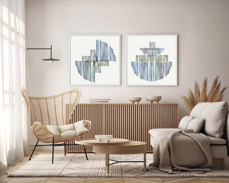 Agua Stripes II SQ Framed Canvas-CANVAS-You can shop wall art online with CANVAS Art Print Co for everything from abstract art to fun kids wall art. Our beautiful modern art prints and canvas art are available from large canvas prints to wall art paintings and our proudly Australian artwork collection offers only the highest quality framed large wall art and canvas art Australia - You can buy fashion photography prints or Hampton print posters and paintings on canvas from CANVAS Art Print Co and have them