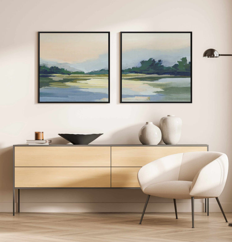 Forest Sunset View II | Framed Canvas Art Print