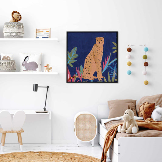 Midnight Cheetah SQ Framed Canvas-CANVAS-You can shop wall art online with CANVAS Art Print Co for everything from abstract art to fun kids wall art. Our beautiful modern art prints and canvas art are available from large canvas prints to wall art paintings and our proudly Australian artwork collection offers only the highest quality framed large wall art and canvas art Australia - You can buy fashion photography prints or Hampton print posters and paintings on canvas from CANVAS Art Print Co and have the