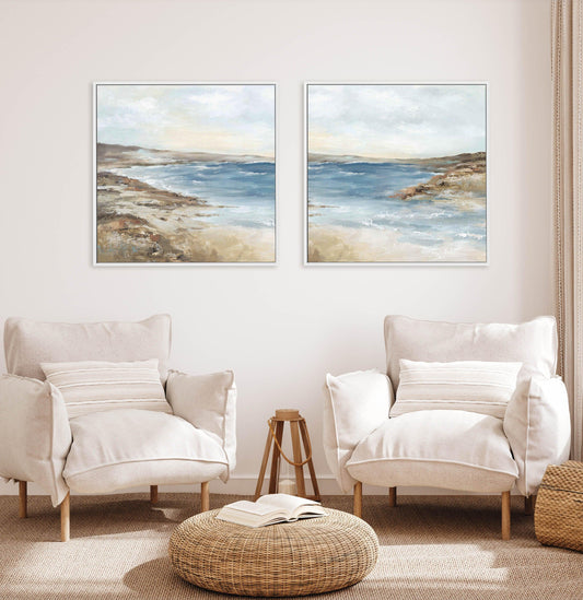 Seaside II SQ Framed Canvas-CANVAS-You can shop wall art online with CANVAS Art Print Co for everything from abstract art to fun kids wall art. Our beautiful modern art prints and canvas art are available from large canvas prints to wall art paintings and our proudly Australian artwork collection offers only the highest quality framed large wall art and canvas art Australia - You can buy fashion photography prints or Hampton print posters and paintings on canvas from CANVAS Art Print Co and have them deli