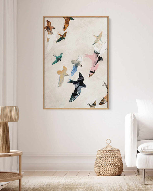 Abstract Birds II by Design Fabrikken | Framed Canvas Art Print