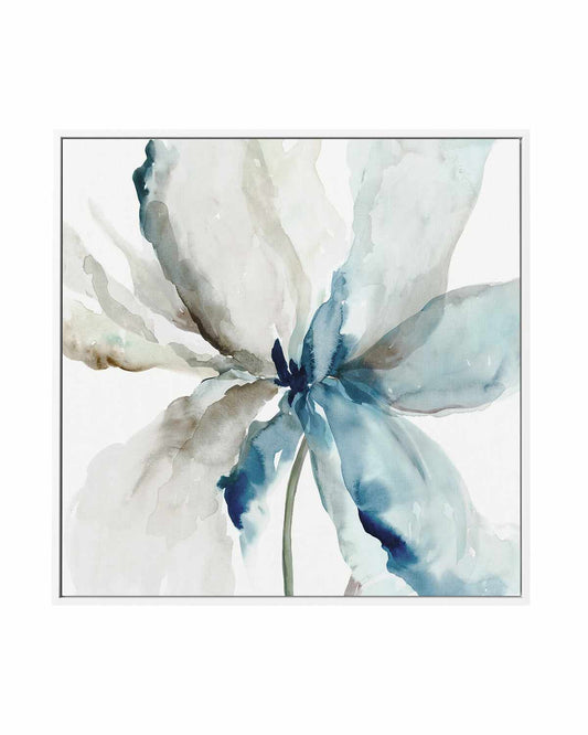 Blue Transparent Flower | Framed Canvas Art Print