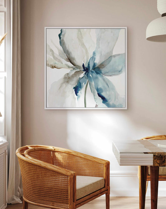 Blue Transparent Flower | Framed Canvas Art Print
