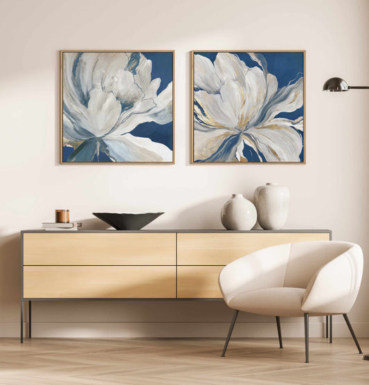 Butterfly Flower I Blue | Framed Canvas Art Print