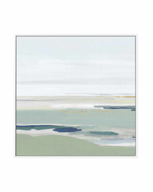 Calm Green Left SQ | Framed Canvas Art Print