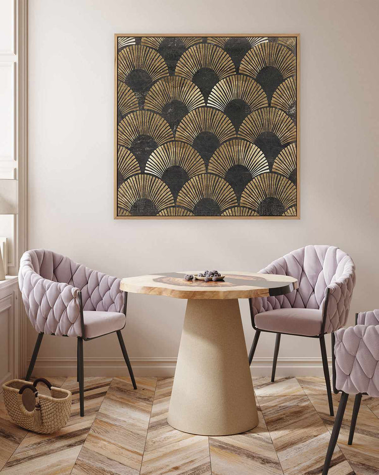 Golden Art Deco II | Framed Canvas Art Print