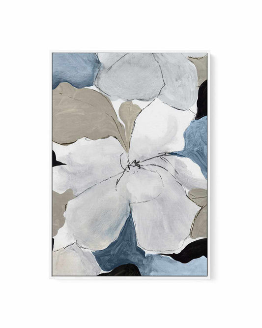 Grey Flowers I | Framed Canvas Art Print