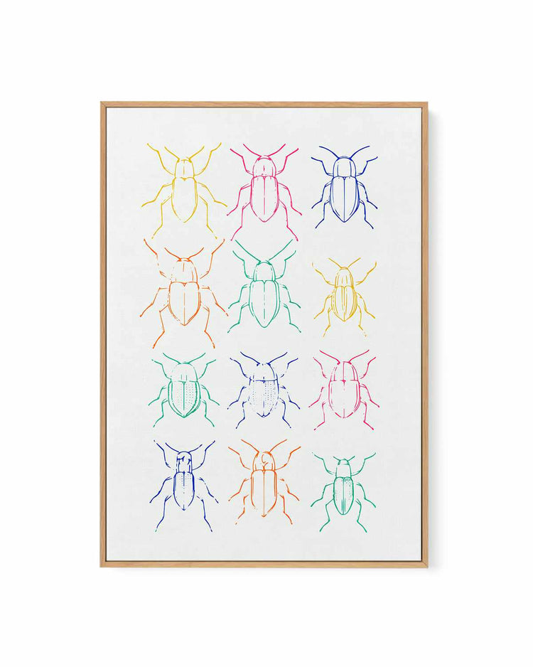 Neon Insects | Framed Canvas Art Print