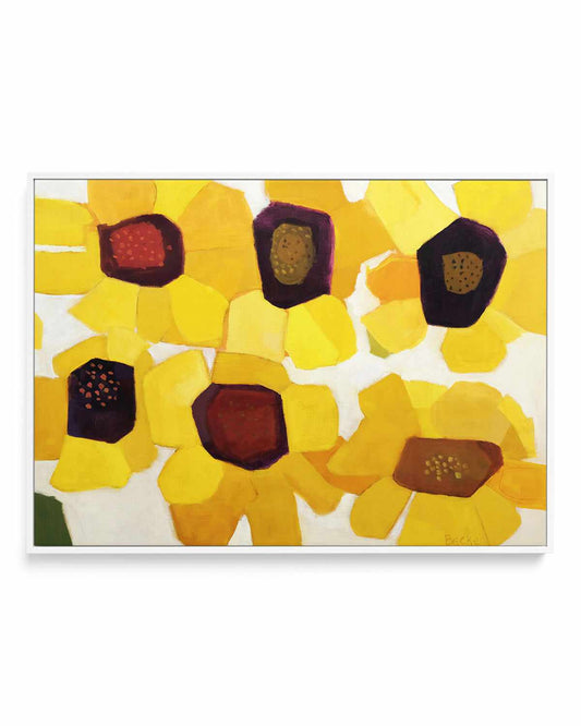 Six Sunflowers by Anne Becker | Framed Canvas Art Print