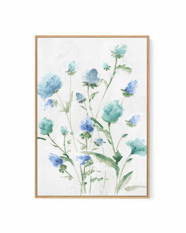 Tinted Blue Petals II | Framed Canvas Art Print