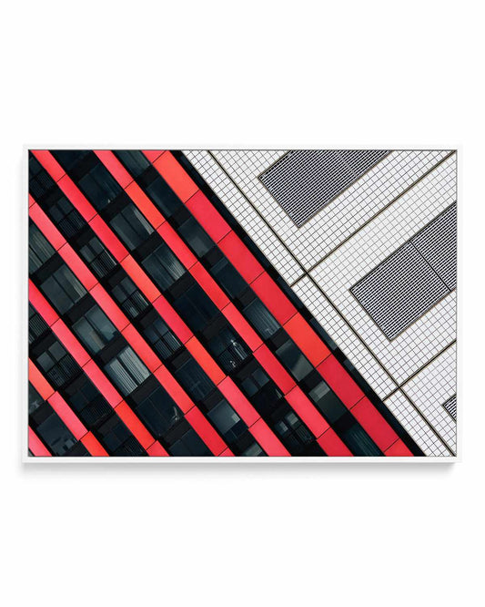 Van Son Red Diagonals | Framed Canvas Art Print