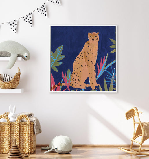 Midnight Cheetah SQ Framed Canvas-CANVAS-You can shop wall art online with CANVAS Art Print Co for everything from abstract art to fun kids wall art. Our beautiful modern art prints and canvas art are available from large canvas prints to wall art paintings and our proudly Australian artwork collection offers only the highest quality framed large wall art and canvas art Australia - You can buy fashion photography prints or Hampton print posters and paintings on canvas from CANVAS Art Print Co and have the